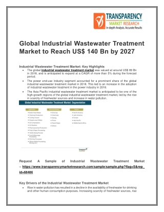 Global Industrial Wastewater Treatment Market to Reach US$ 140 Bn by 2027