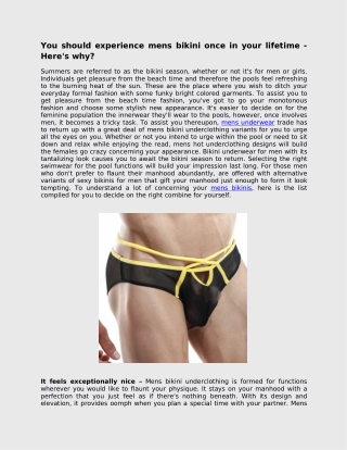 You should experience mens bikini once in your lifetime - Here's why?