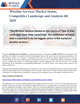 Wireline Services Market Status, Competitive Landscape and Analysis till 2025