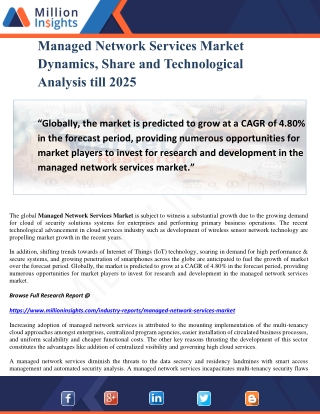 Managed Network Services Market Dynamics, Share and Technological Analysis till 2025