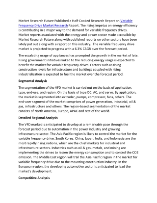 Global Variable Frequency Drive Market Outlook to 2023: Global Size, Share, Trends, Manufacturers