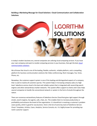 Cloud Contact Center Solutions - Lgorithmsolutions.com