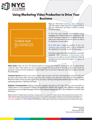 Using Marketing Video Production to Drive Your Business