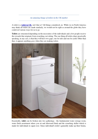 An amazing linage of toilets in the UK market