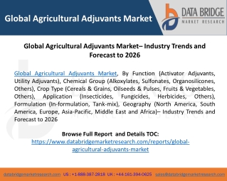Global Agricultural Adjuvants Market– Industry Trends and Forecast to 2026
