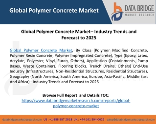 Global Polymer Concrete Market– Industry Trends and Forecast to 2025