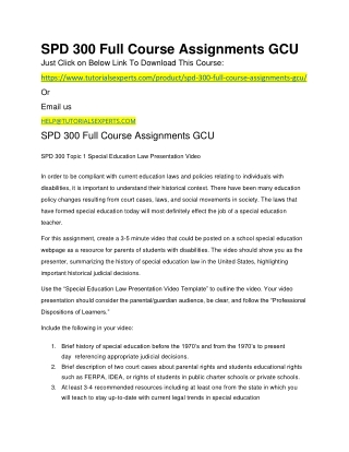 SPD 300 Full Course Assignments GCU