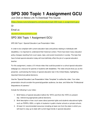 SPD 300 Topic 1 Assignment GCU