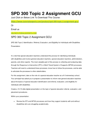 SPD 300 Topic 2 Assignment GCU