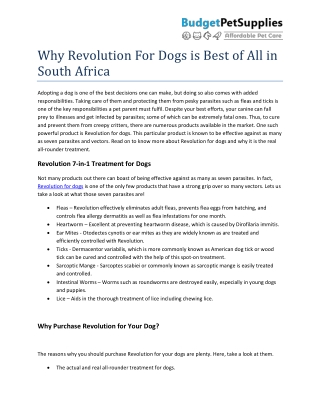 Why Revolution For Dogs is Best of All in South Africa