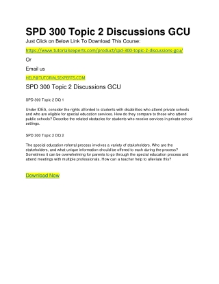 SPD 300 Topic 2 Discussions GCU