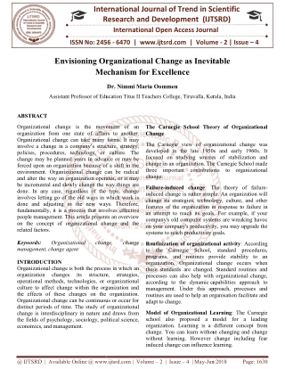 Envisioning Organizational Change as Inevitable Mechanism for Excellence