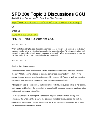 SPD 300 Topic 3 Discussions GCU