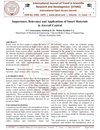 Importance, Relevance and Applications of Smart Materials in Aircraft Control