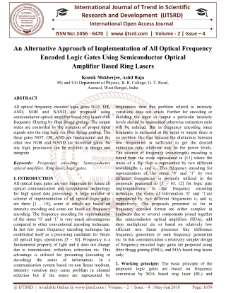 An Alternative Approach of Implementation of All Optical Frequency Encoded Logic Gates Using Semiconductor Optical Ampli