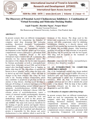 The Discovery of Potential Acetyl Cholinesterase Inhibitors A Combination of Virtual Screening and Molecular Docking Stu