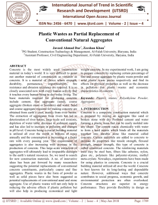 Plastic Wastes as Partial Replacement of Conventional Natural Aggregates