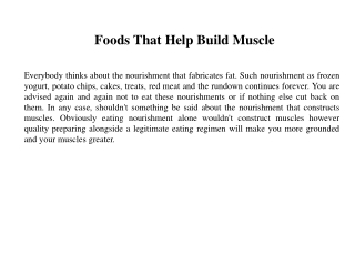 Foods That Help Build Muscle