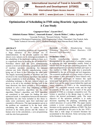 Optimization of Scheduling in FMS using Heuristic Approaches A Case Study