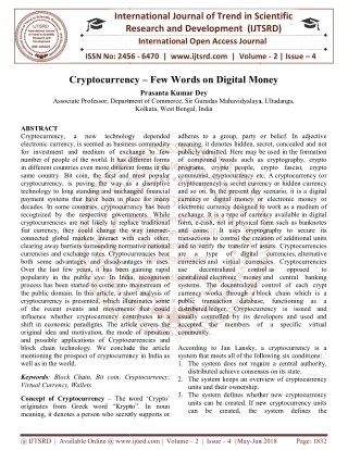 Cryptocurrency - Few Words on Digital Money