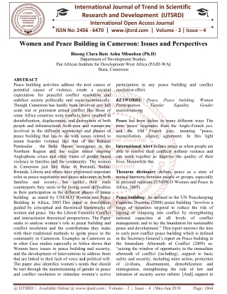 Women and Peace Building in Cameroon Issues and Perspectives