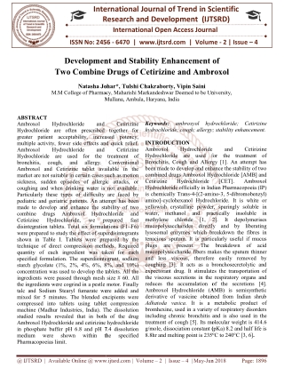 Development and Stability Enhancement of Two Combine Drugs of Cetirizine and Ambroxol
