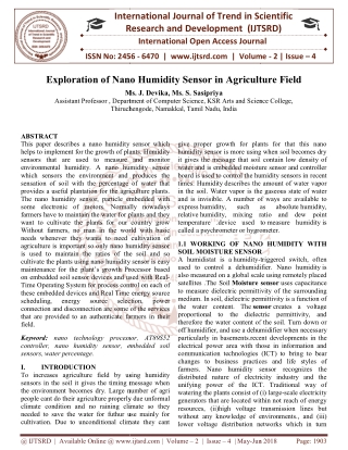 Exploration of Nano Humidity Sensor in Agriculture Field