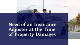 Need of an Insurance Adjuster at the Time of Property Damages