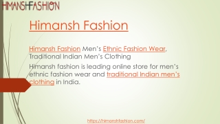 Himansh Fashion Men’s Ethnic Fashion Wear, Traditional Indian Men’s Clothing