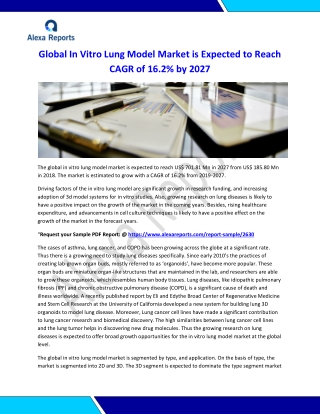 In Vitro Lung Model Market to 2027
