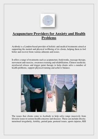 Acupuncture Providers for Anxiety and Health Problems