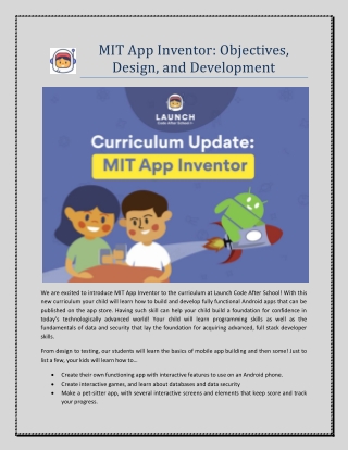 MIT App Inventor: Objectives, Design, and Development
