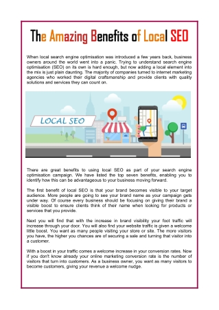 The Amazing Benefits of Local SEO