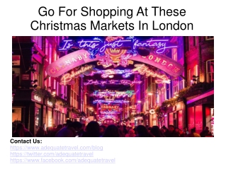 Go For Shopping At These Christmas Markets In London