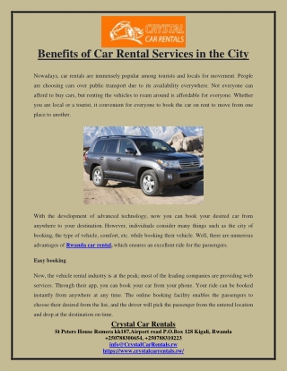 Benefits of Car Rental Services in the City