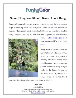 Some Thing You Should Know About Bong