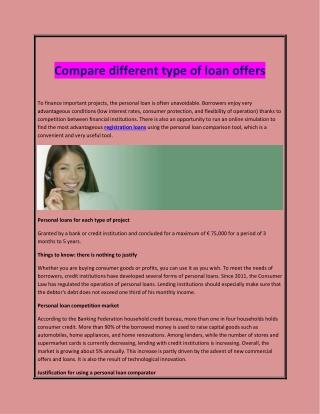 Compare different type of loan offers