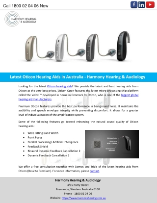 Latest Oticon Hearing Aids in Australia - Harmony Hearing & Audiology