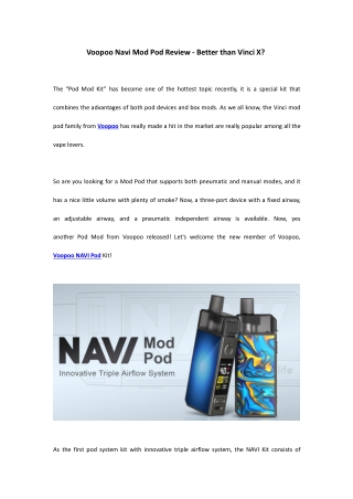 Voopoo Navi Mod Pod Review - Better than Vinci X?