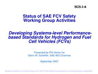 Status of SAE FCV Safety