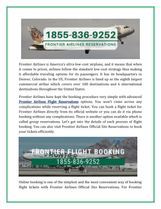 Frontier Airlines Flights Reservations: Get Flight Tickets Deal