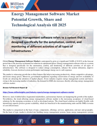 Energy Management Software Market Potential Growth, Share and Technological Analysis till 2025