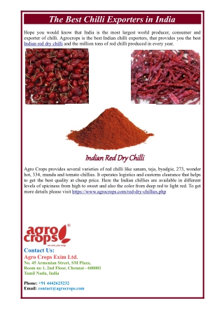 The Best Chilli Exporters in India