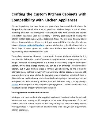 Crafting the Custom Kitchen Cabinets with Compatibility with Kitchen Appliances