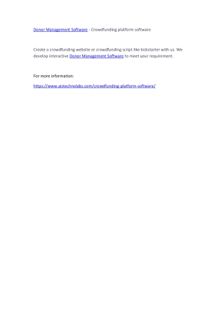 Donor Management Software - Crowdfunding platform software