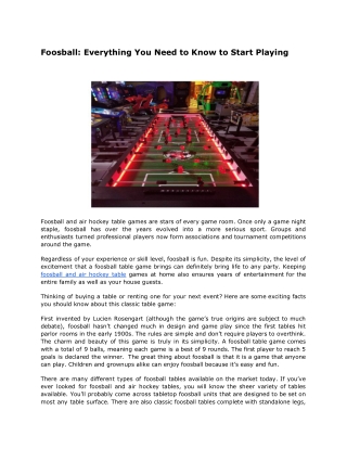 Foosball: Everything You Need to Know to Start Playing