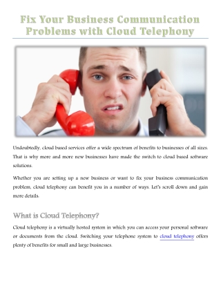 Fix Your Business Communication Problems with Cloud Telephony