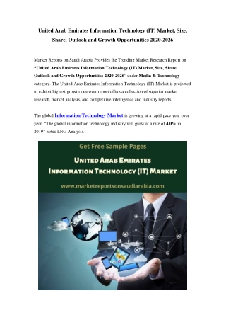 United Arab Emirates Information Technology (IT) Market, Size, Share, Outlook and Growth Opportunities 2020-2026
