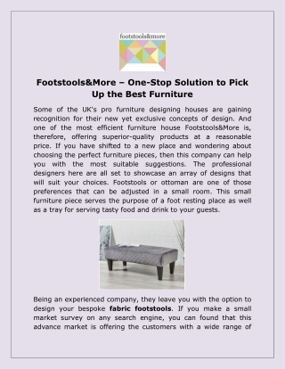 Footstools&More – One-Stop Solution to Pick Up the Best Furniture