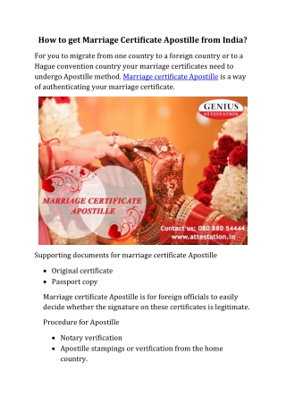 How to get Marriage Certificate Apostille from India?